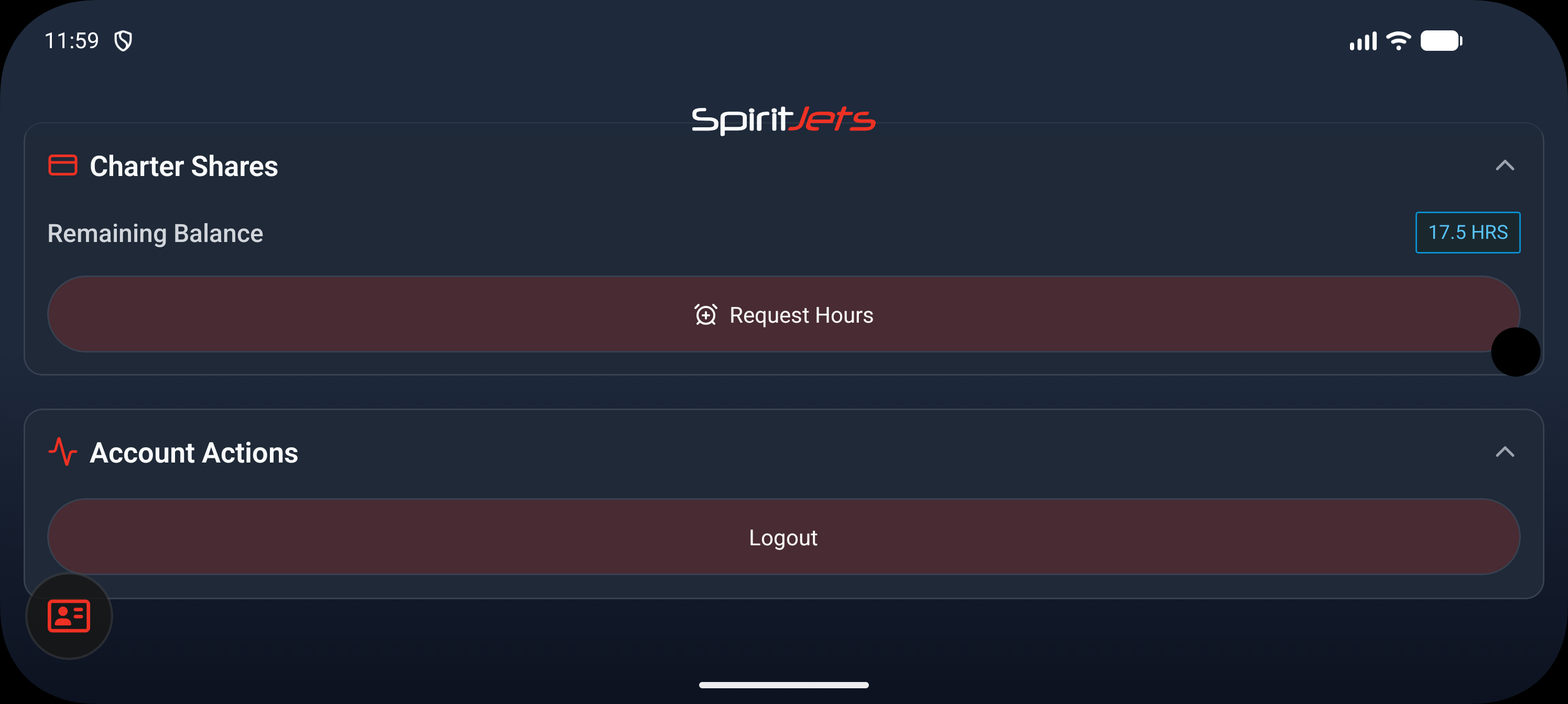 Profile screen - landscape