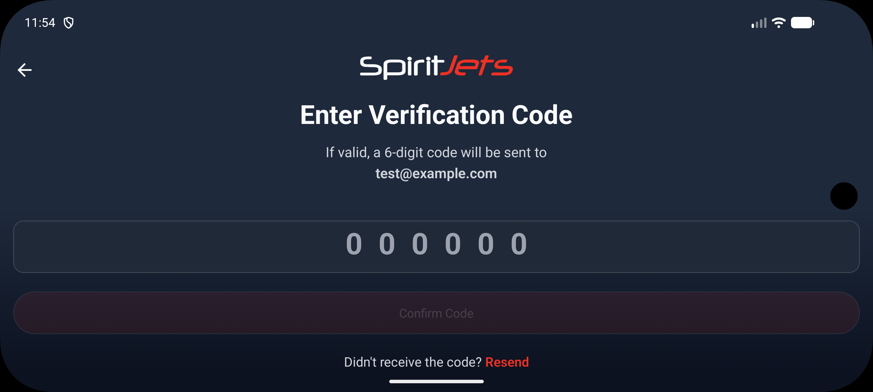 Verify screen - landscape