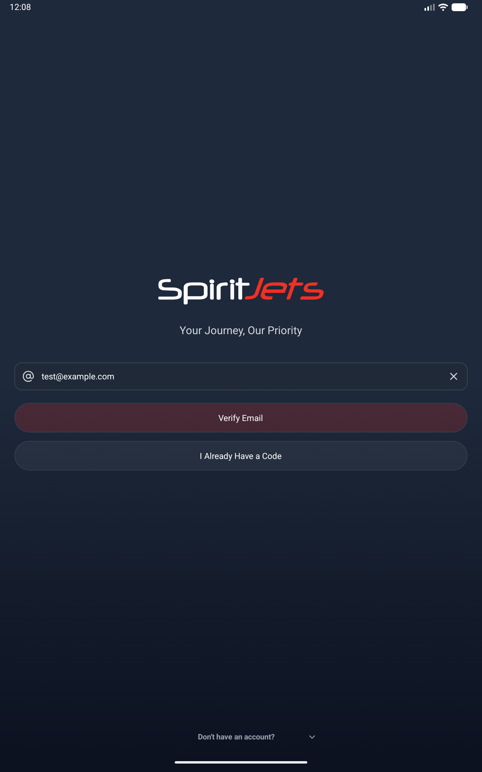 Login screen - portrait