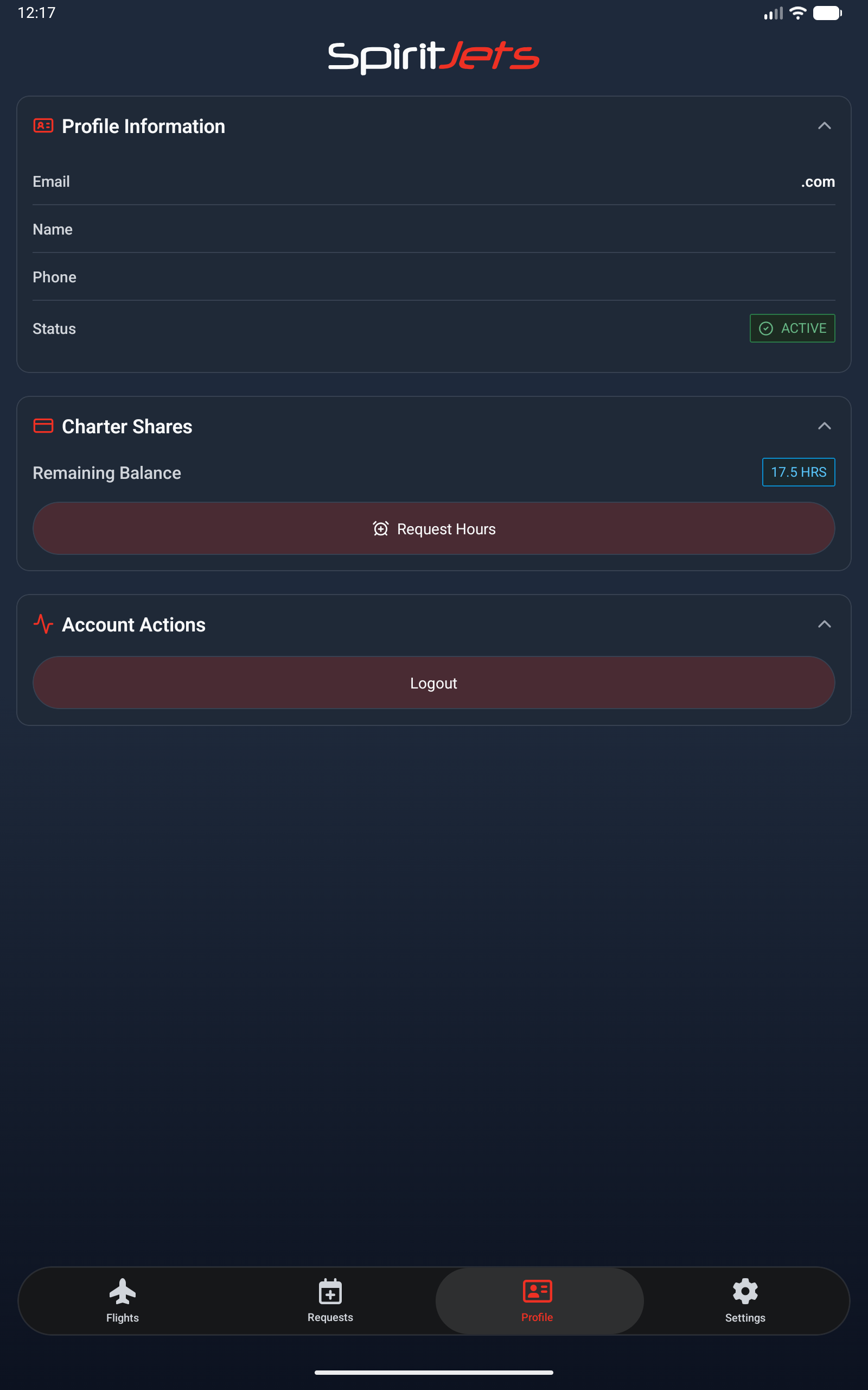 Profile screen - portrait