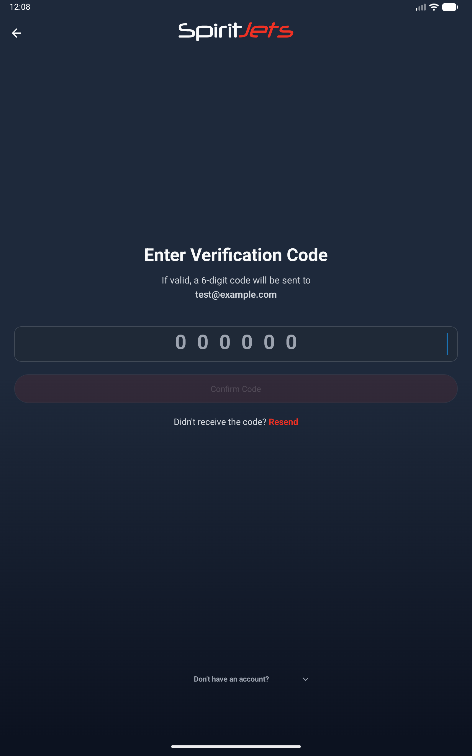 Verify screen - portrait