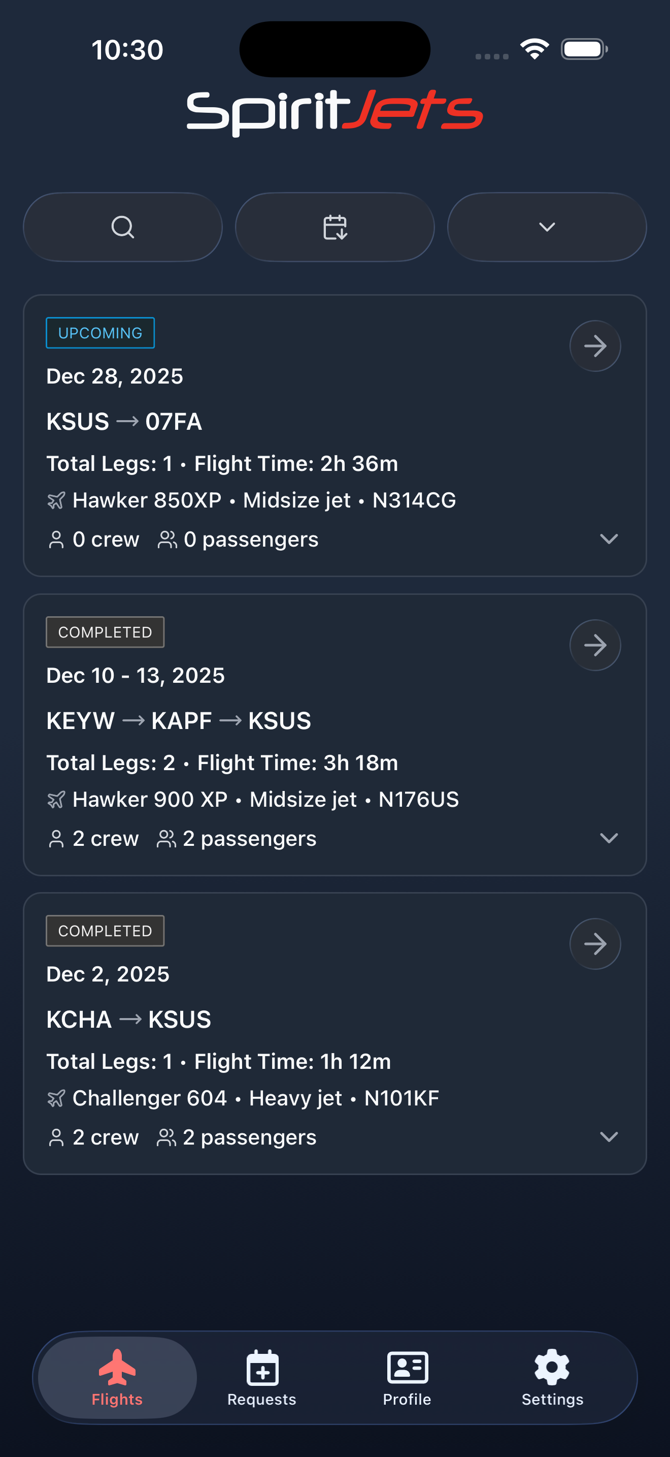 SpiritJets iOS screenshot