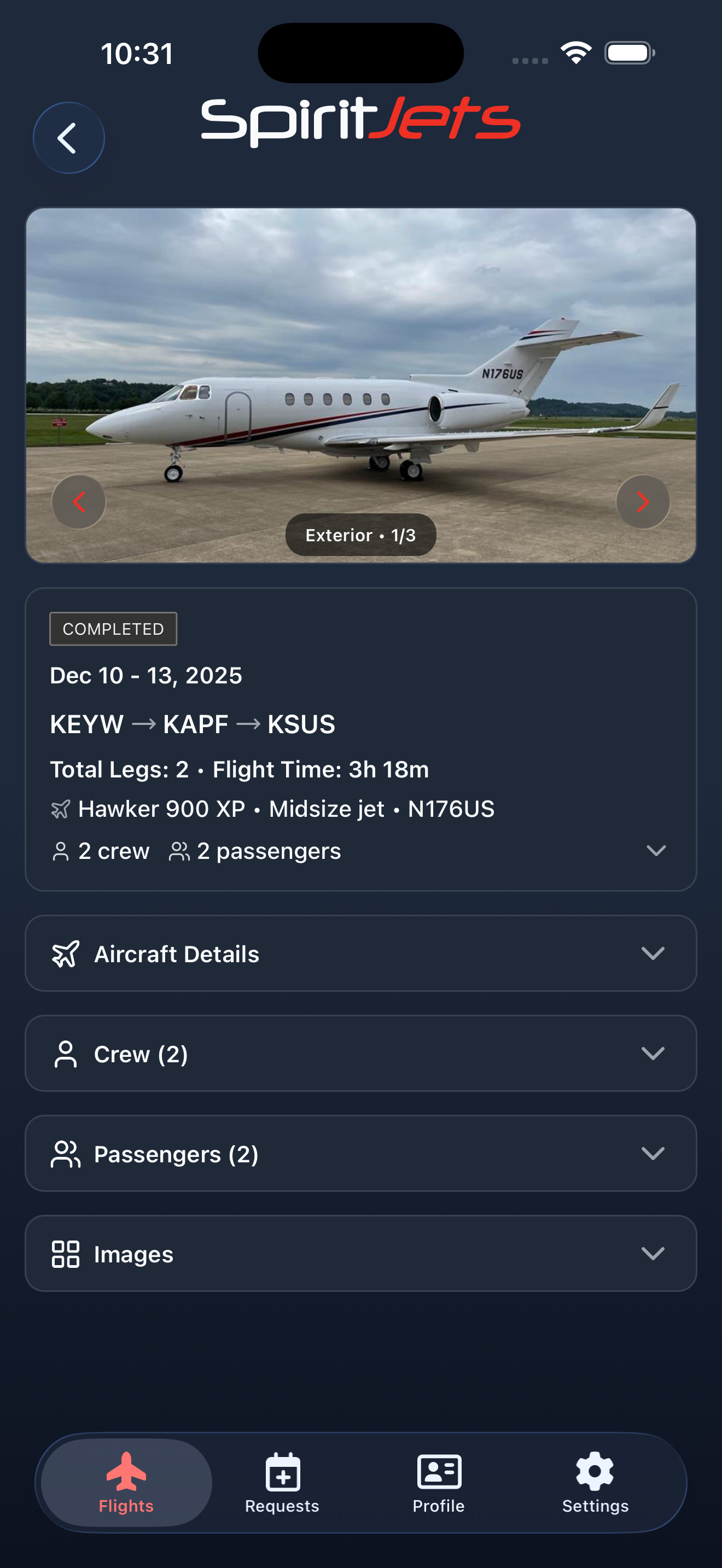 Trip Details screen - portrait