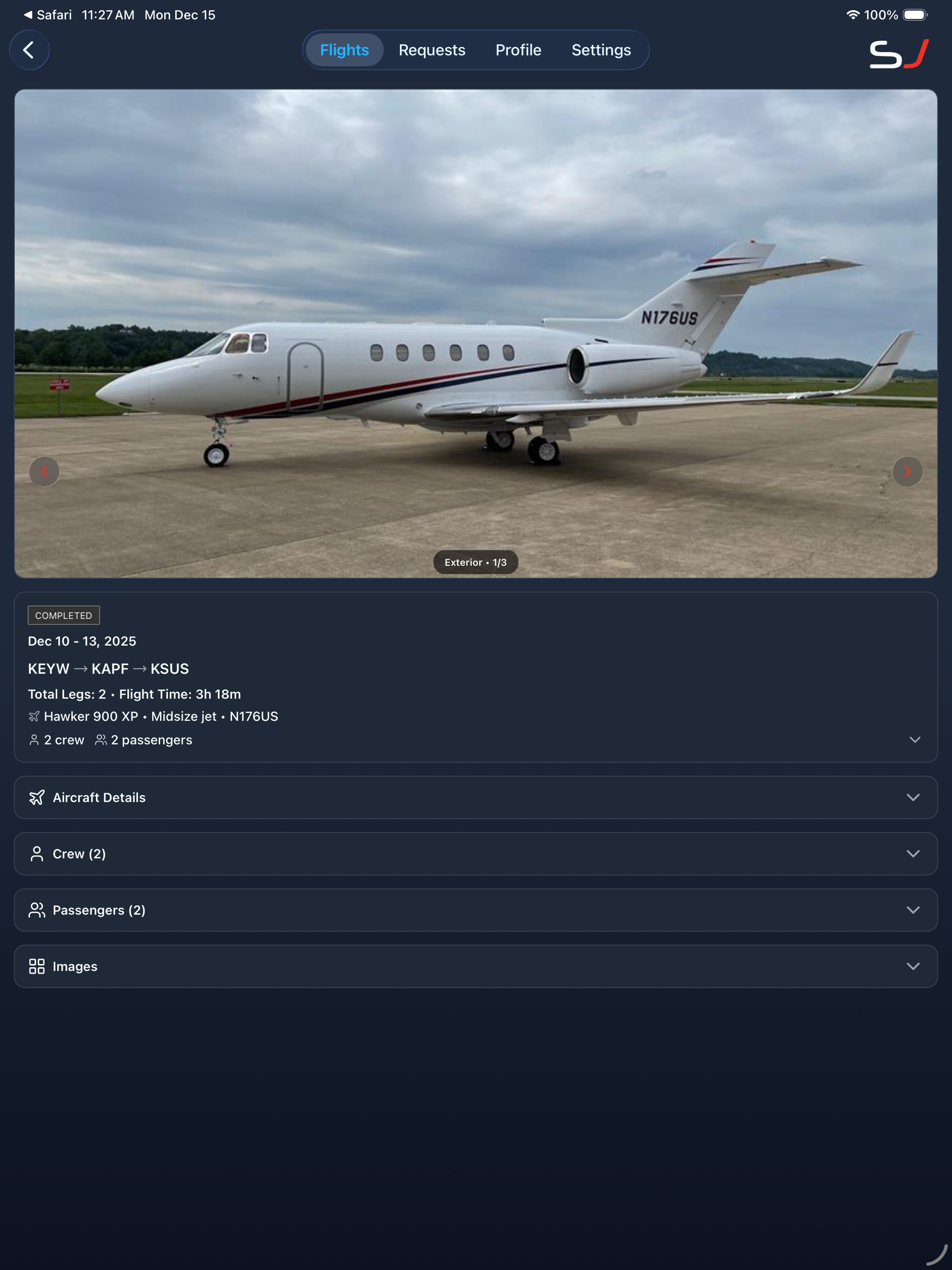 Trip Details screen - portrait